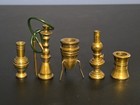 Vintage Brass Lot 12 Pieces Dollhouse Miniature Vases Cup Urn Candlestick Hookah