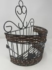 Vintage Wicker And Metal Leaf Wall Hanging Basket