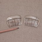 Pair Solid Sterling Silver Hair Comb Pat Areias Handmade Modern Pin Vtg Carmel
