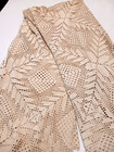 Antique Vtg Hand Crocheted Bedspread Double Size Diamonds   Leaves Pattern 88x92