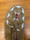 Vintage Native American Plains Beaded Leather Moccasins - Geometric Motif 10 