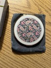 Vintage Stratton Blue Pink Paisley Compact With Mirror Orig Box  pouch   Paper