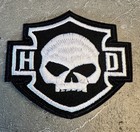      Harley Davidson Motorcycle 3    Embroidered Iron On Patch Biker Mc Skull Black