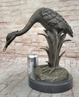 Great Blue Heron Crane Shorebird Water Bird Lover Bronze Marble Statue Sculpture