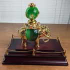 Ornate Elephant Blessing Statue Gemstone Embellished Gold Tone Decorative Jade