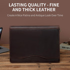 Handmade Crazy-horse Leather 3 Ring Binder Portfolio Padfolio Folder With Zipper