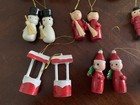 40 Vintage Wooden Christmas Ornaments Small mini Hand Painted Angel  Bell  Tree