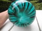 Vintage 16  Tall Teal Blue   Green Swirled Art Glass Vase-- Excellent Condition