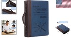 Portable Bible Cover For Men - Quality Faux Leather  Scripture Print   Handle