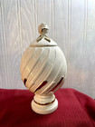 Cream Colored W gold Trim Ceramic Urn With Lid