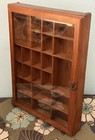 Vintage Wood Wall Display Case Trinket Shelf Glass Collector Cabinet 16 X 12 