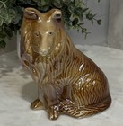 Vintage Ceramic Collie Sheltie Dog Figurine 6 5    Brown Glazed Statue Brazil