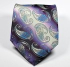 New Classic Paisley Purple Blue White Jacquard Woven 100  Silk Men s Tie Necktie
