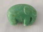 Vtg Hand Carved Green Soap Elephant Figurine     Mini Decorative Animal Sculpture