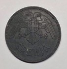 Serbia 1943      10 Dinara  Wwii German Occupation Coinage  Zinc Km  33