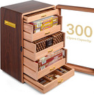 Cigar Humidors  Cedar Wood Humidor With Digital Hygrometer  Drawers  Humidifiers