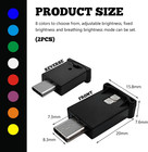 2pcs Usb Type C Led Ambient Light  8 Colors Rgb Led Car Atmosphere Lamp With Adj