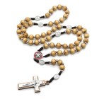 St Benedict Wooden Rosary Men Women Wood Prayer Beads Crucifix Cross Hand Made