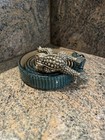 Kieselstein-cord Sterling Toad Buckle With Green Lizard Belt Size 3