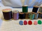 Vintage Wooden Thread Spools   Dritz Caps Sewing Set Mixed Colors Variety  