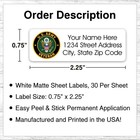 60 Return Address Labels Personalized Printed 3 4 X 2 1 4 Military Veteran