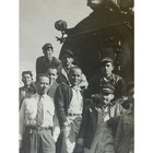 Steam Locomotive Crew Photo 1940s Midwest Railroad Vintage Snapshot Scalloped