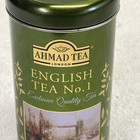 Tea Tin Ahmad Tea London - English Tea No 1  Empty Tin Green With Leafy Vine