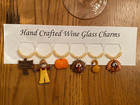  thanksgiving  turkey  Fall   Set Of 6  Hand Crafted Wine Glass Charms
