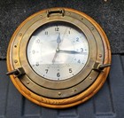     Vintage Brass Port Hole Ships Time Quartz Nautical Clock    