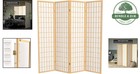 Wood Shoji Screen 4 Panels 6ft Tall Japanese Room Divider Privacy Decor