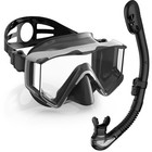 Adult Snorkeling Gear Set 3-window Panoramic Scuba Mask Anti-fog Dry Snorkel