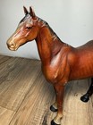 Vtg Antique Hubley Cast Iron Chestnut Thoroughbred Horse Doorstop Original Paint