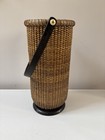 Plastic Lined Tall Vintage Nantucket Basket With Swing Handle