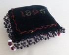 Small 1895 Beadwork Embroidered Velvet Pin Cushion