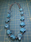 Back    289   12am Navajo Natural Turquoise Nuggets  925 Beads 20    Necklace 