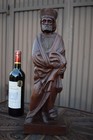 Antique Flemish Wood Carved Signed Statue Sculpture