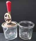 Vinatge Ekco A   J Beater Wisk Mixer Manual Kitchen Tool   Two Glass 2-cup Jars