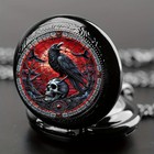 Mens Pocket Watch Mechanical Black Crow Steampunk Skeleton Retro Chain Classic