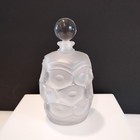 Vintage Chamart France Indented Orb Frosted Glass Perfume Bottle 6  Signed