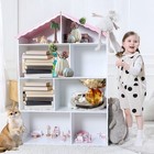Kids Dollhouse Bookshelf Wooden 3 4-tier Display Shelf W  Anti-toppling Devices