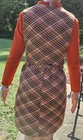 Tejo Dress Vest Set Women Small Orange Brown Plaid Belted 60 s Mod Turtleneck