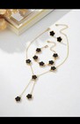 Lucky Clover Black Jewelry Set   Necklace  bracelet  Earrings For Women And Girl