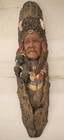 Carved Wood Look Native American Wall Hanging Mask With Buffalo 
