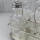 Antique Epns Silver Plate Cut Glass Condiment Caddy Cruet Set England   read  