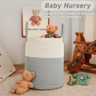 Large Woven Laundry Basket Hamper 60l Cotton Rope Storage Bin For Blankets toys 