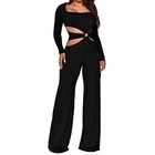 Ekaliy Women s Sexy Cut Out Bodycon Jumpsuits Wide Leg Long Pants Rompers One