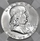 1956-p  50c Franklin Silver Half Dollar  philadelphia   Ngc Ms64  8344591-067