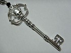 Silver Skull Skeleton Key Pendant Necklace Gothic Steampunk Punk Halloween P4