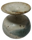 Vintage Art Pottery Vase Small Blue Cream Speckled Handmade Glazed Three Inch