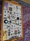 Vintage Junk Drawer With Us Silver Quarter  Jewlery  Coins  And More